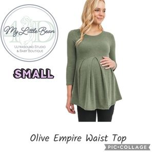 My little bean Olive green empire waist 3/4 sleeve bump Womens Maternity Small